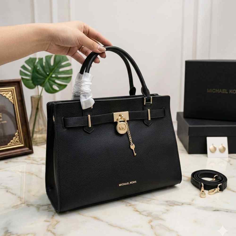 Michael Kors Hamilton Medium Black Satchel Bag