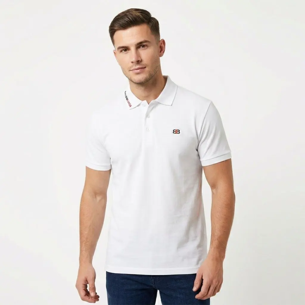 Balenciaga BB Logo White Polo T-Shirt