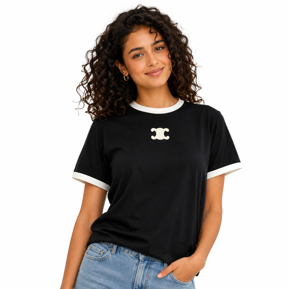 Celine Triomphe Logo Black T-shirt