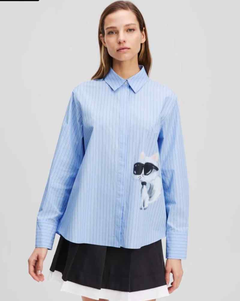 Karl Lagerfeld Sky Blue Striped Women Shirt