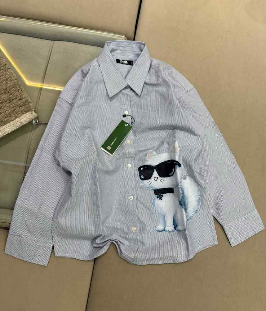 Karl Lagerfeld Blue Striped Women Shirt