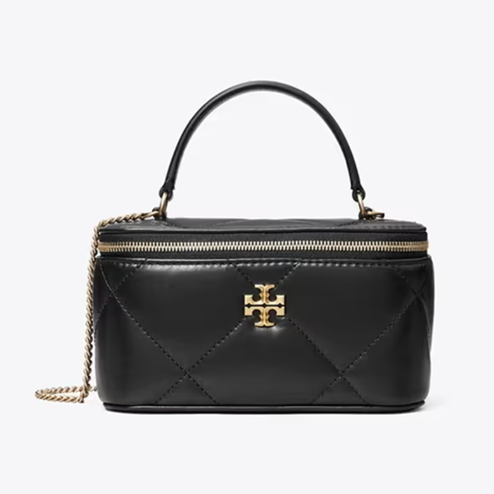Tory Burch Diamond Kira Black Quilted Vanity Handbag