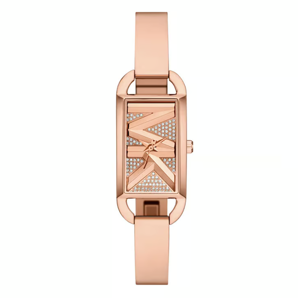 Michael Kors Mini Empire Pavé Rose Gold-Tone Bangle Watch MK4858