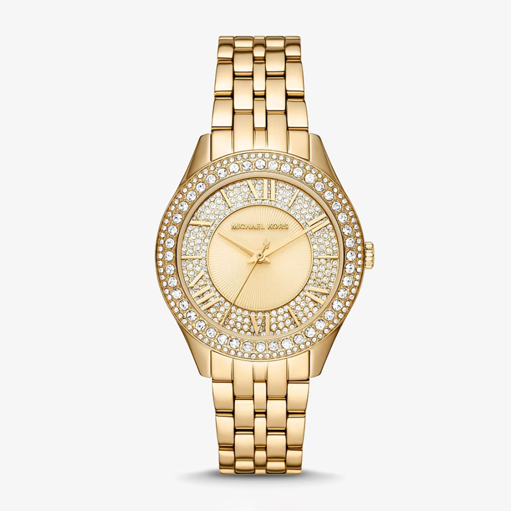 Michael Kors Harlowe Pavé Gold-Tone Watch MK4709