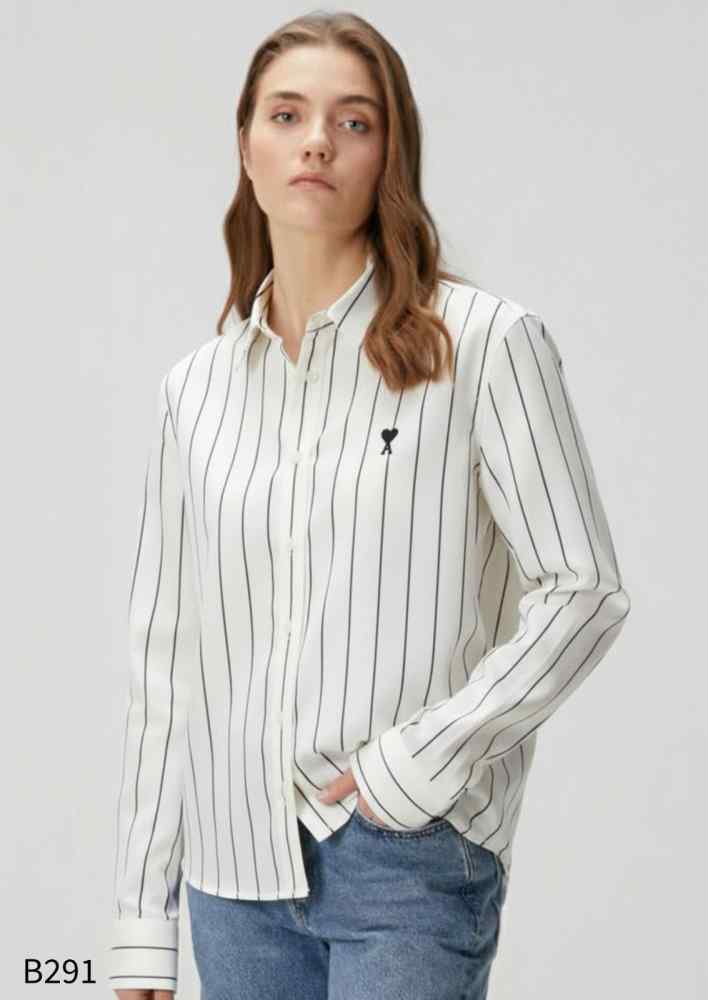 Ami White Striped Women Shirt