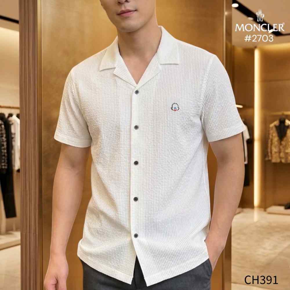 Moncler White Premium Quality Short Sleeve Shirt