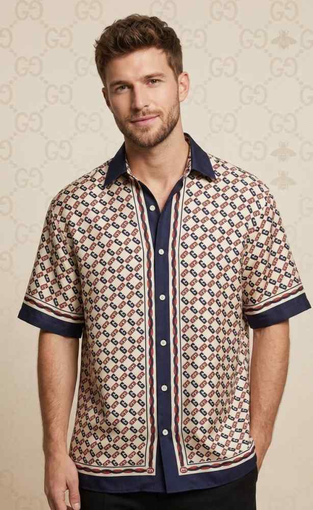 Gucci Brown Premium Quality Short Sleeve Shirt