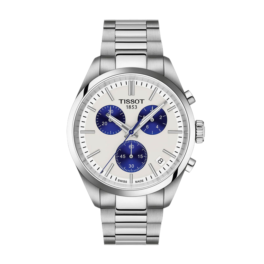Tissot PR 100 Chronograph White Dial, Blue Sub-dials Watch T150.417.11.011.00