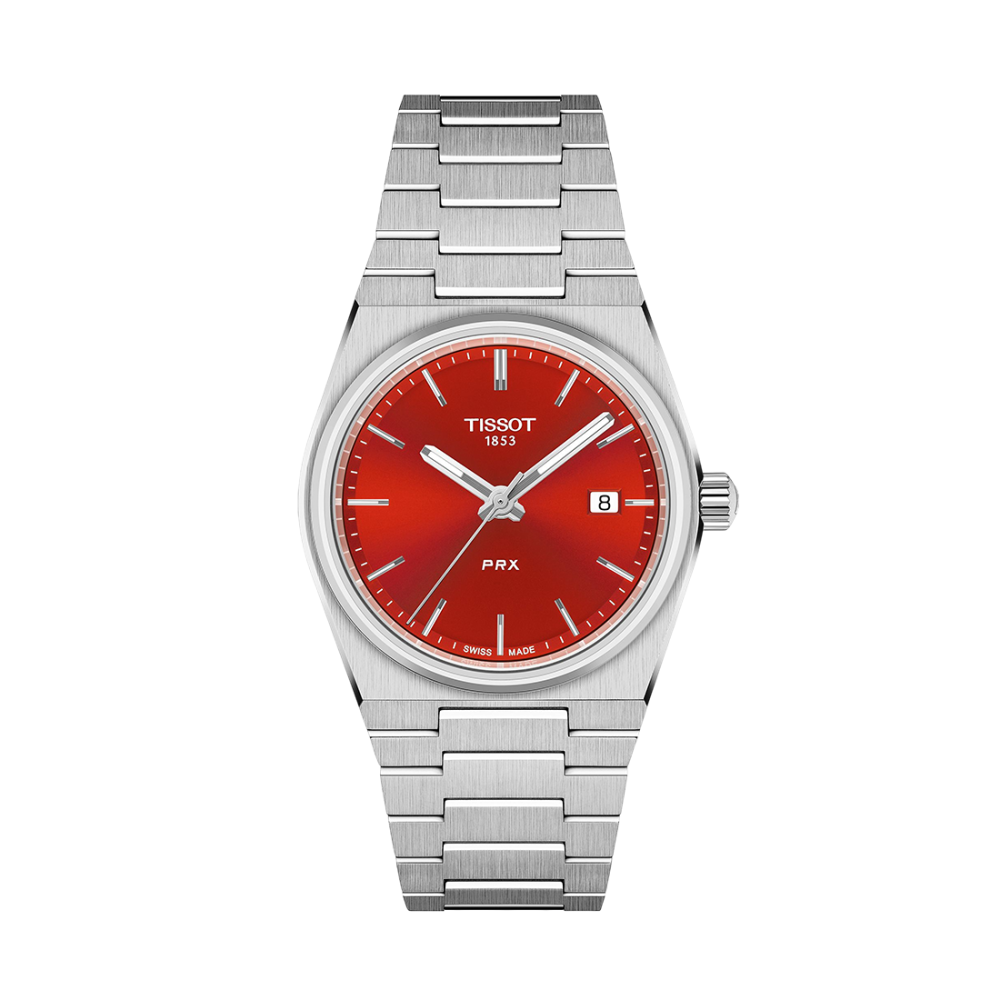 Tissot PRX Quartz Red Dial Stainless Steel Bracelet Watch T137.410.11.421.00