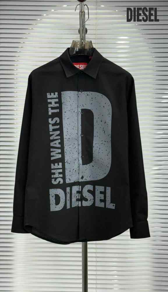 Diesel Embroidered Black Premium Cotton Shirt