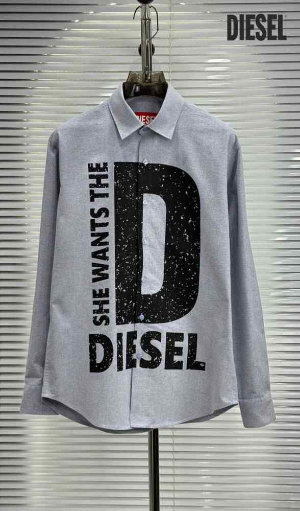 Diesel Embroidered Grey Premium Cotton Shirt