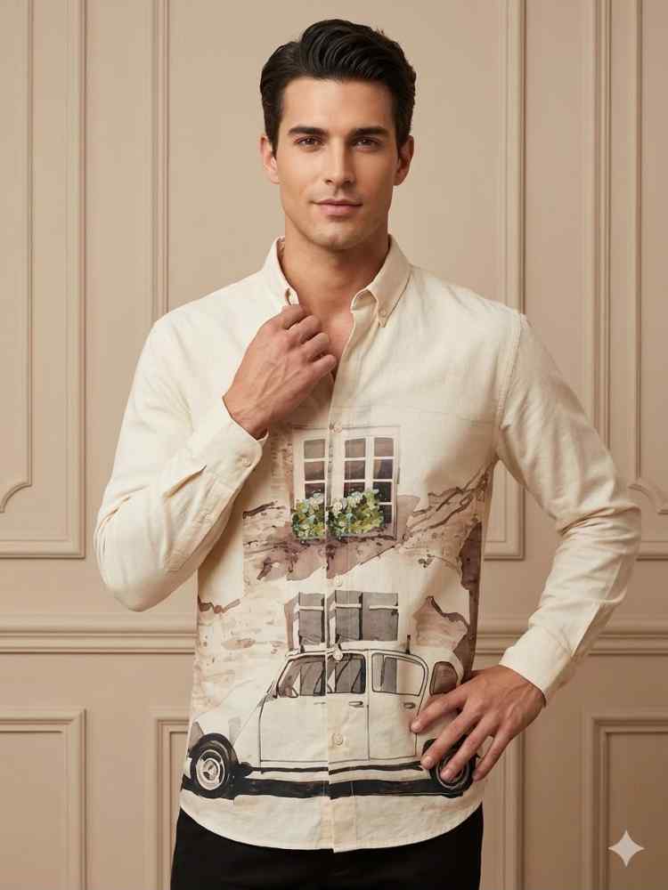Zara Cream Premium Qaulity Cotton Shirt