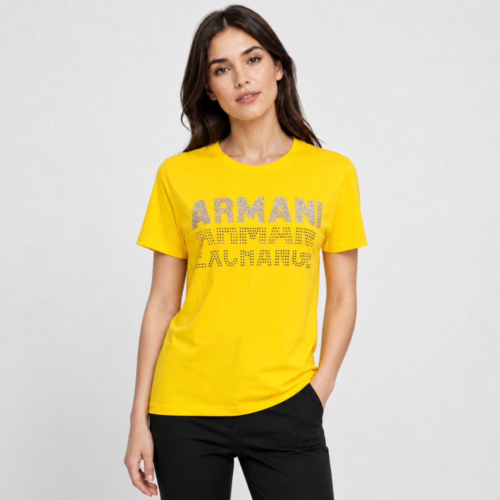 Armani Exchange Yellow Premium Quality Women T-shirt