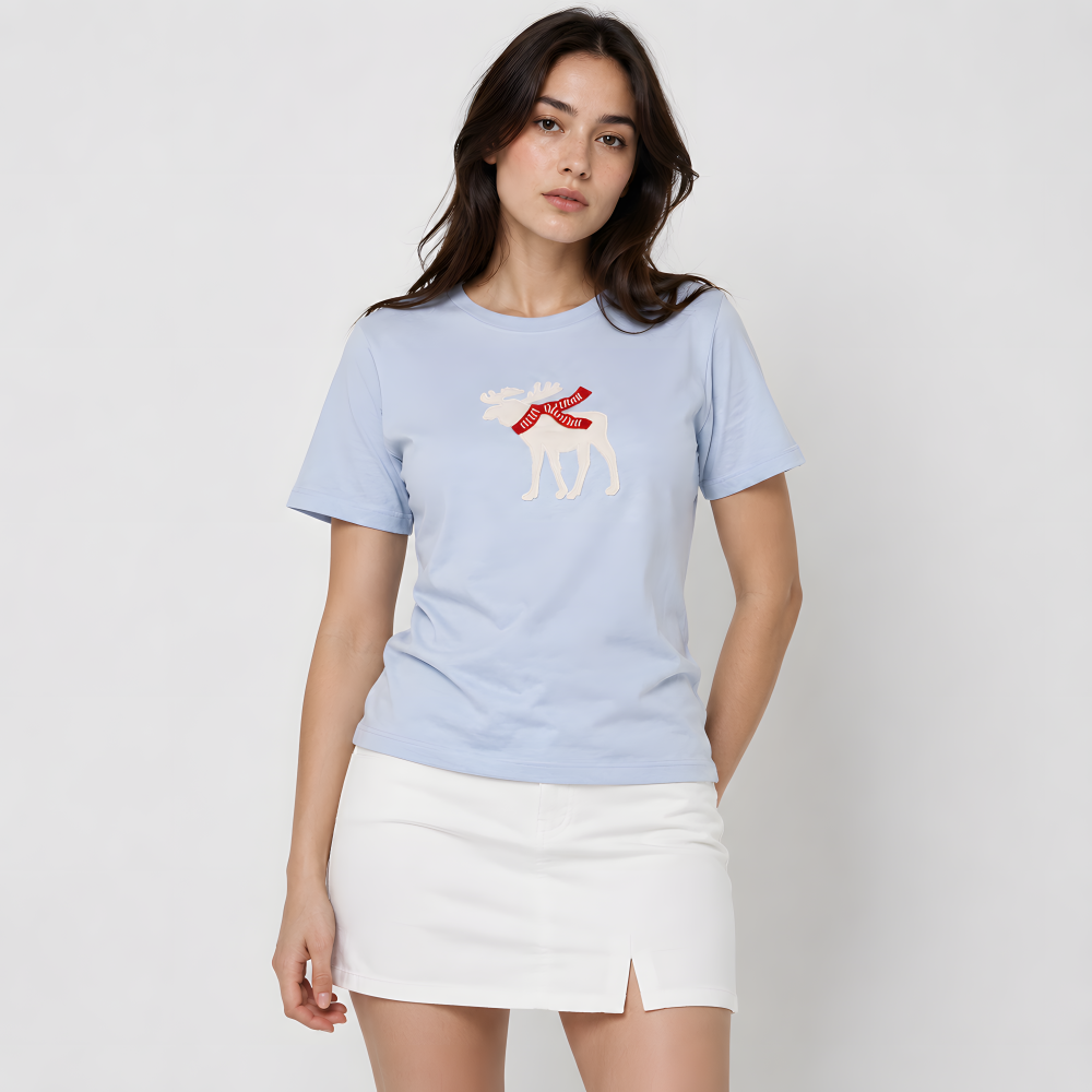 Abercrombie Sky Blue Premium Quality Women T-shirt