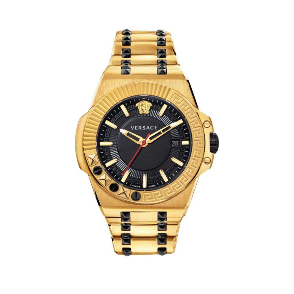 Versace Men's Watch Chain Reaction Gold Black Bracelet VEDY00619