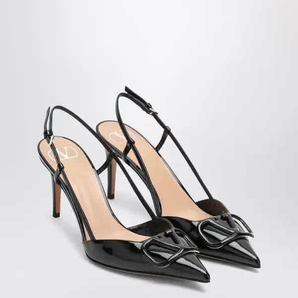 Valentino Vlogo Signature Black Premium Quality Heel Sandals