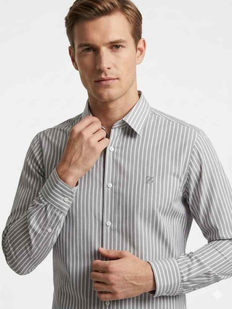 Zegna Grey Premium Qaulity Cotton Shirt