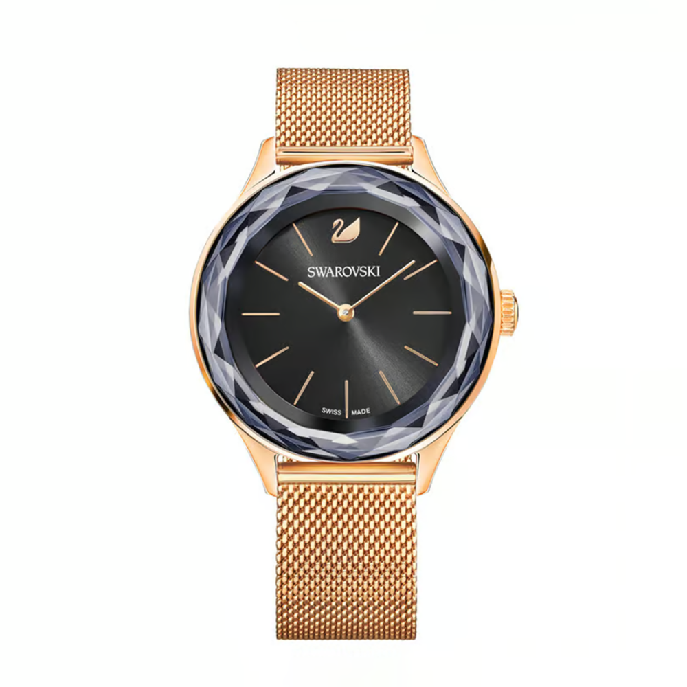 Swarovski Octea Nova Milanese Strap Black & Rose Gold Watch 5295358