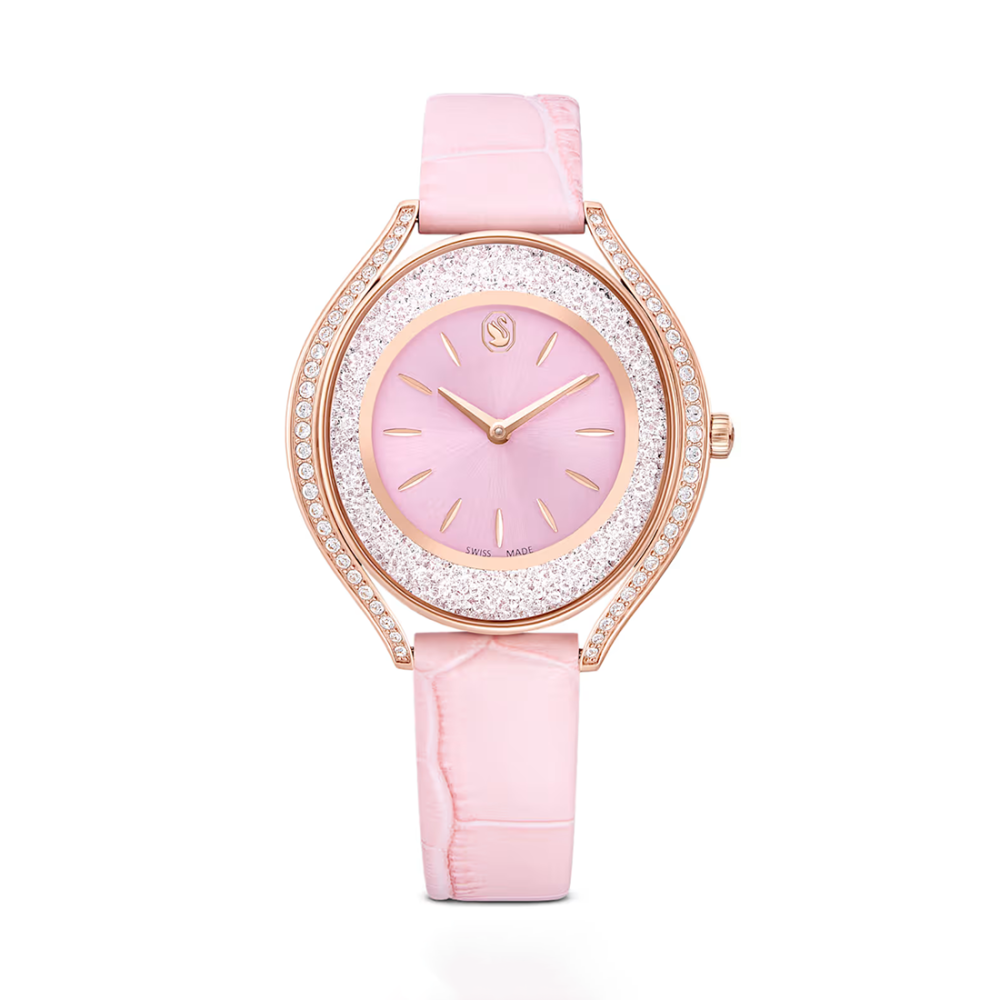 Swarovski Crystalline Aura Pink Leather Strap Watch 5730150