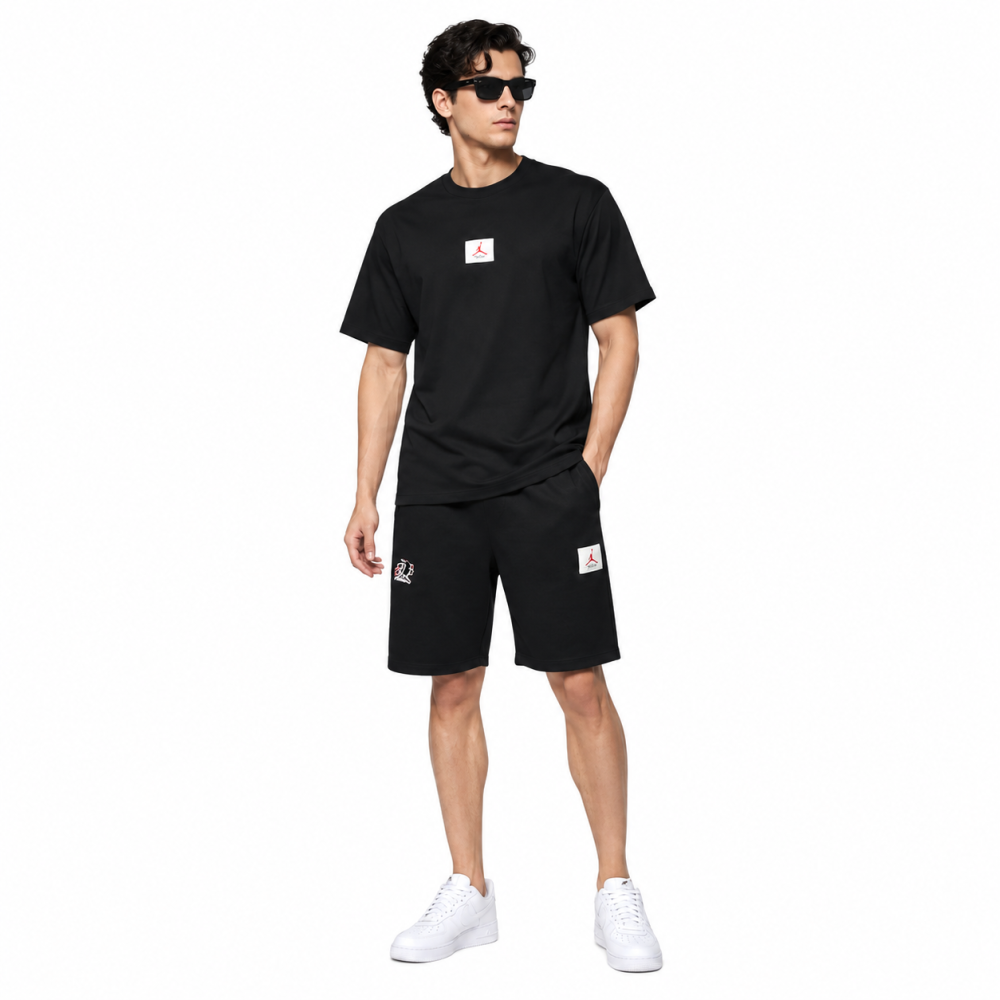 Two 18 Black Premium Mens T-shirt & Shorts Combo