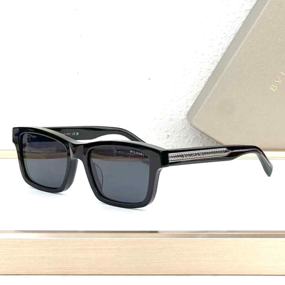 Bvlgari Men's Rectangular Black Sunglasses