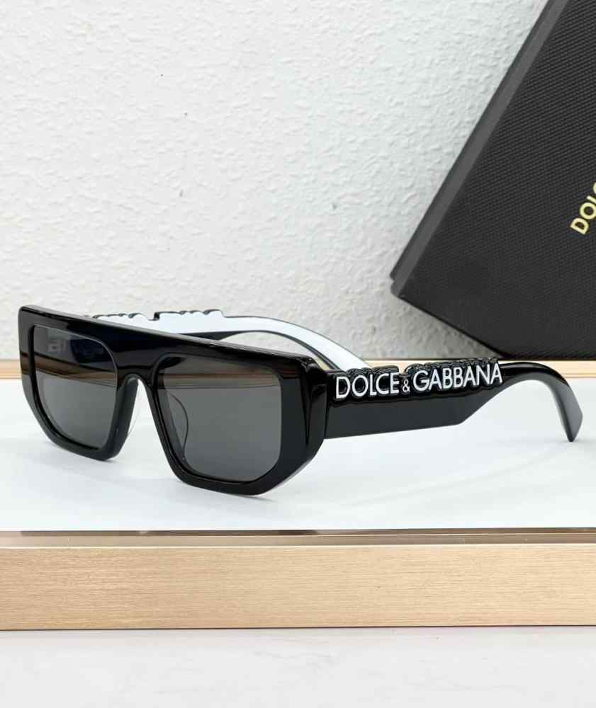 Dolce & Gabbana DG Logo Rectangular Black & White Sunglasses DG 6203
