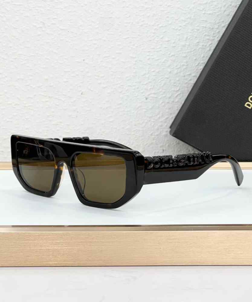 Dolce & Gabbana DG Logo Rectangular Black & Brown Sunglasses DG 6203