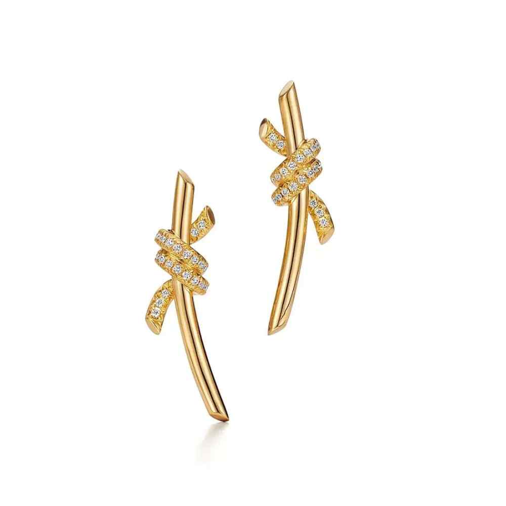 Tiffany Knot 18k Yellow Gold With Diamond Earrings