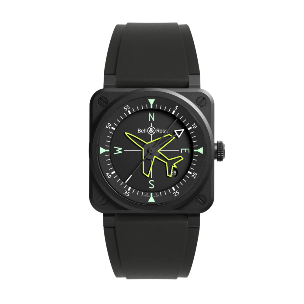 Bell & Ross BR-03 Gyrocompass 41 mm Black Ceramic Limited Edition Watch BR03A-CPS-CE/SRB