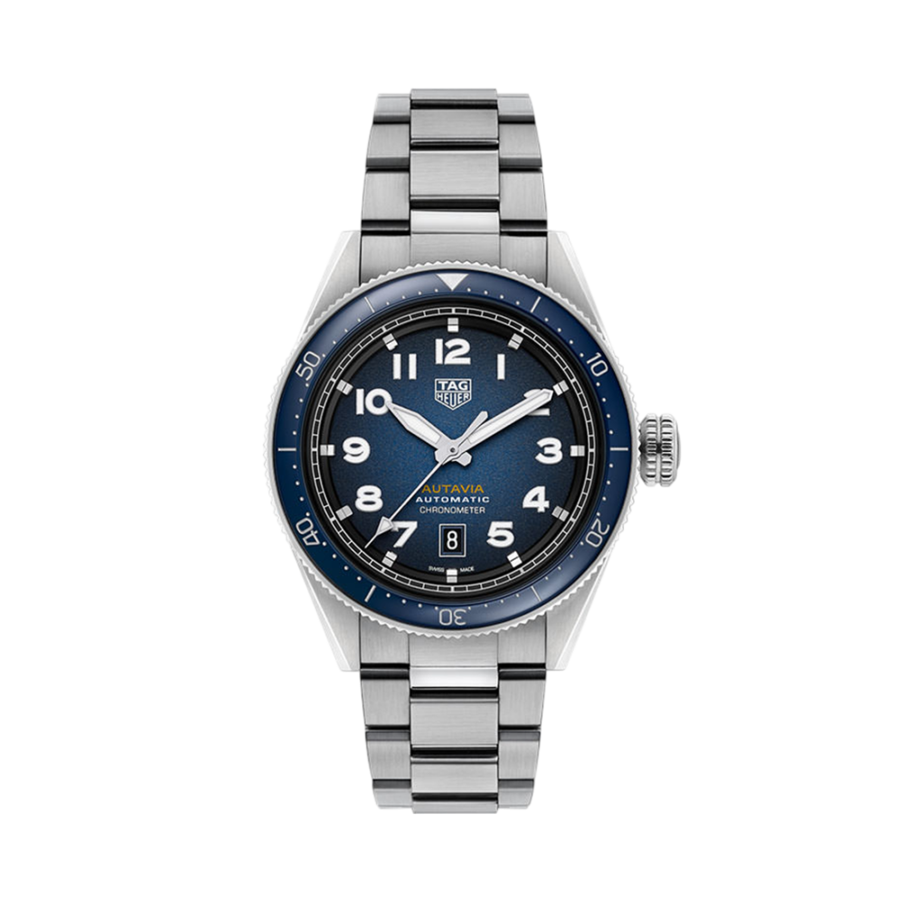 TAG Heuer Autavia Calibre 5 COSC Blue Ceramic Bezel Steel Watch WBE5116.EB0173