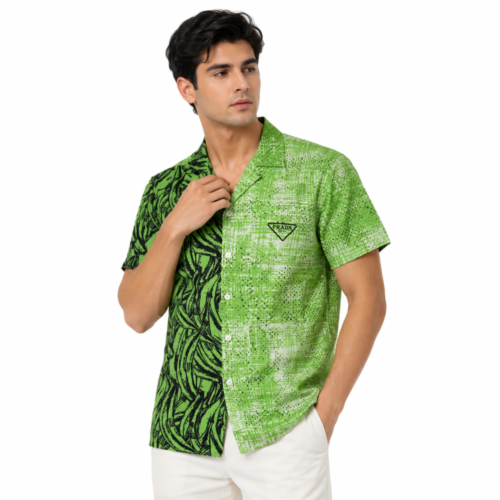 Prada Green Premium Quality Half Sleeve Shirt