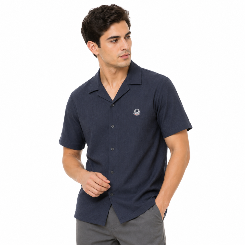 Moncler Blue Premium Quality Short Sleeve Shirt