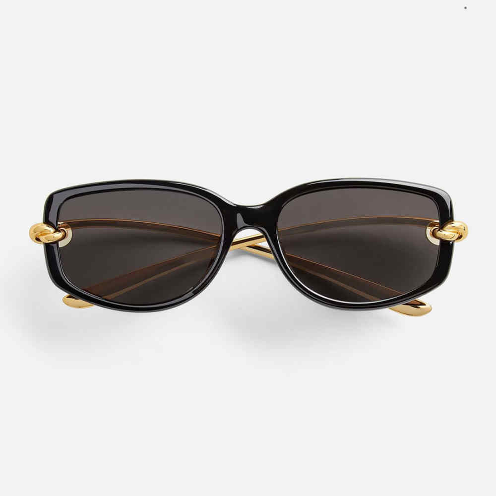 Bottega Veneta Black Knot Rectangular Sunglasses
