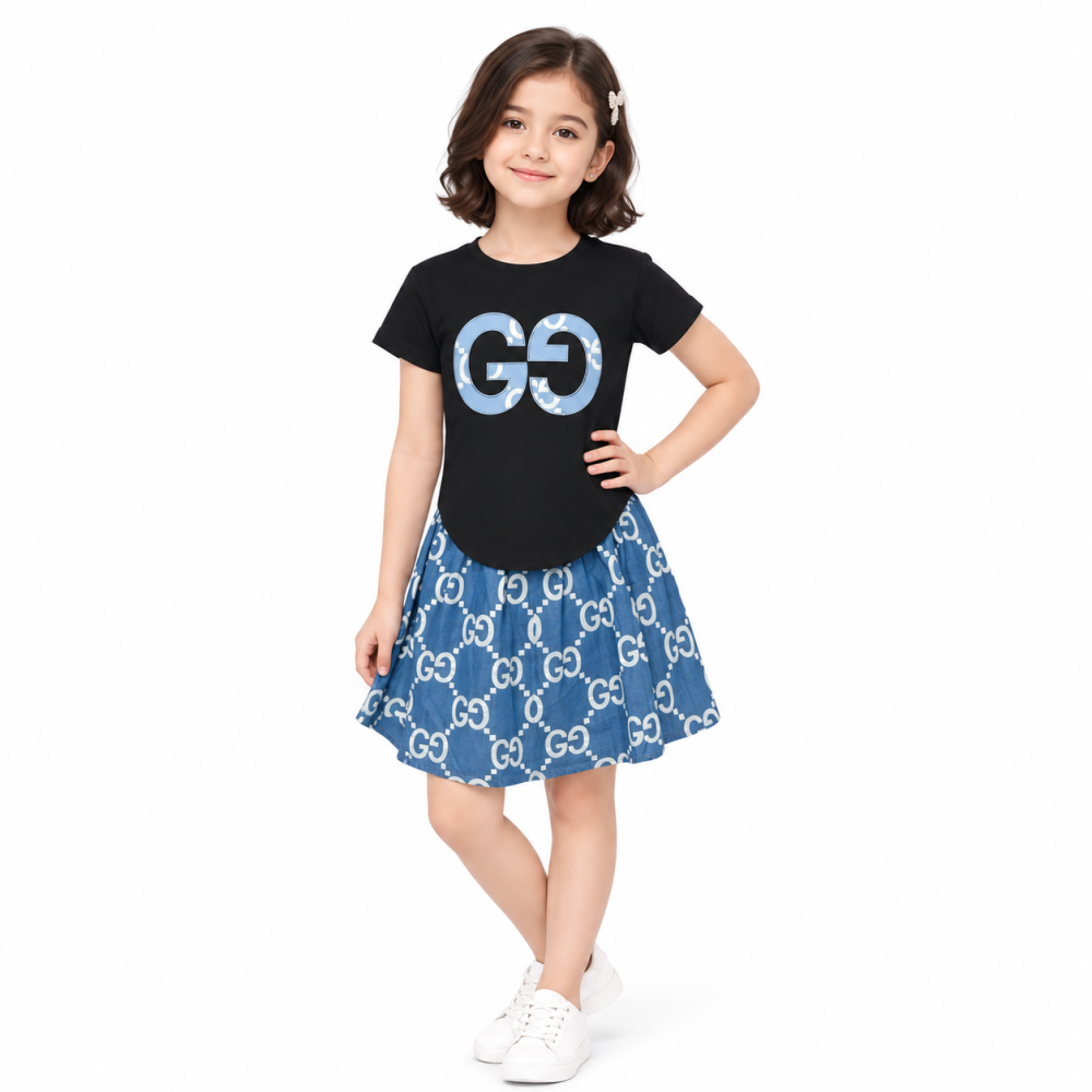 Gucci Embroidery logo Black Premium Girls Co-ord Set