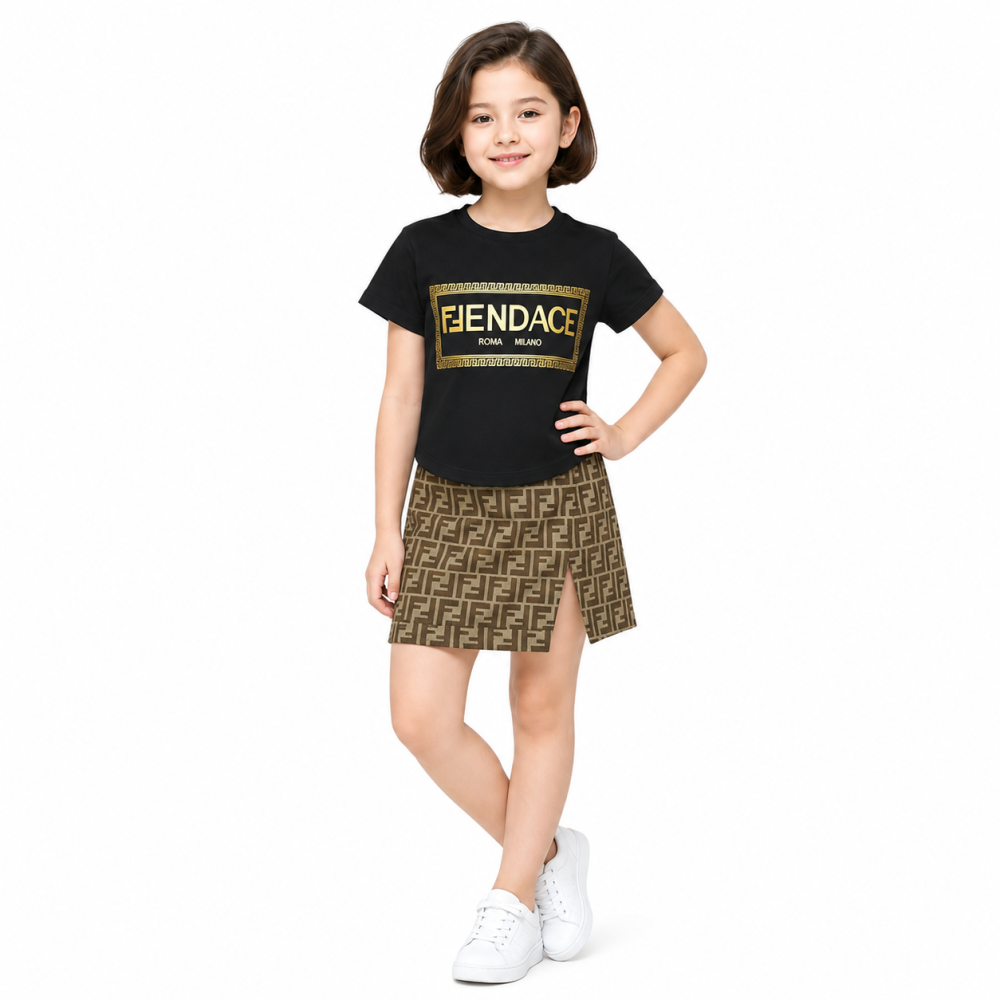 Fendi Black Girls Co-ord Set