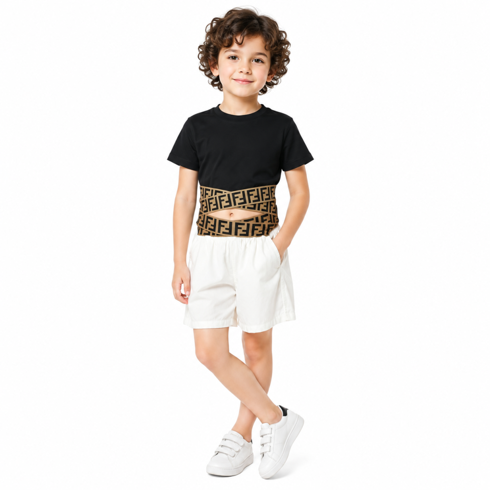 Fendi logo Printed Black Premium Girls Co-ord Set