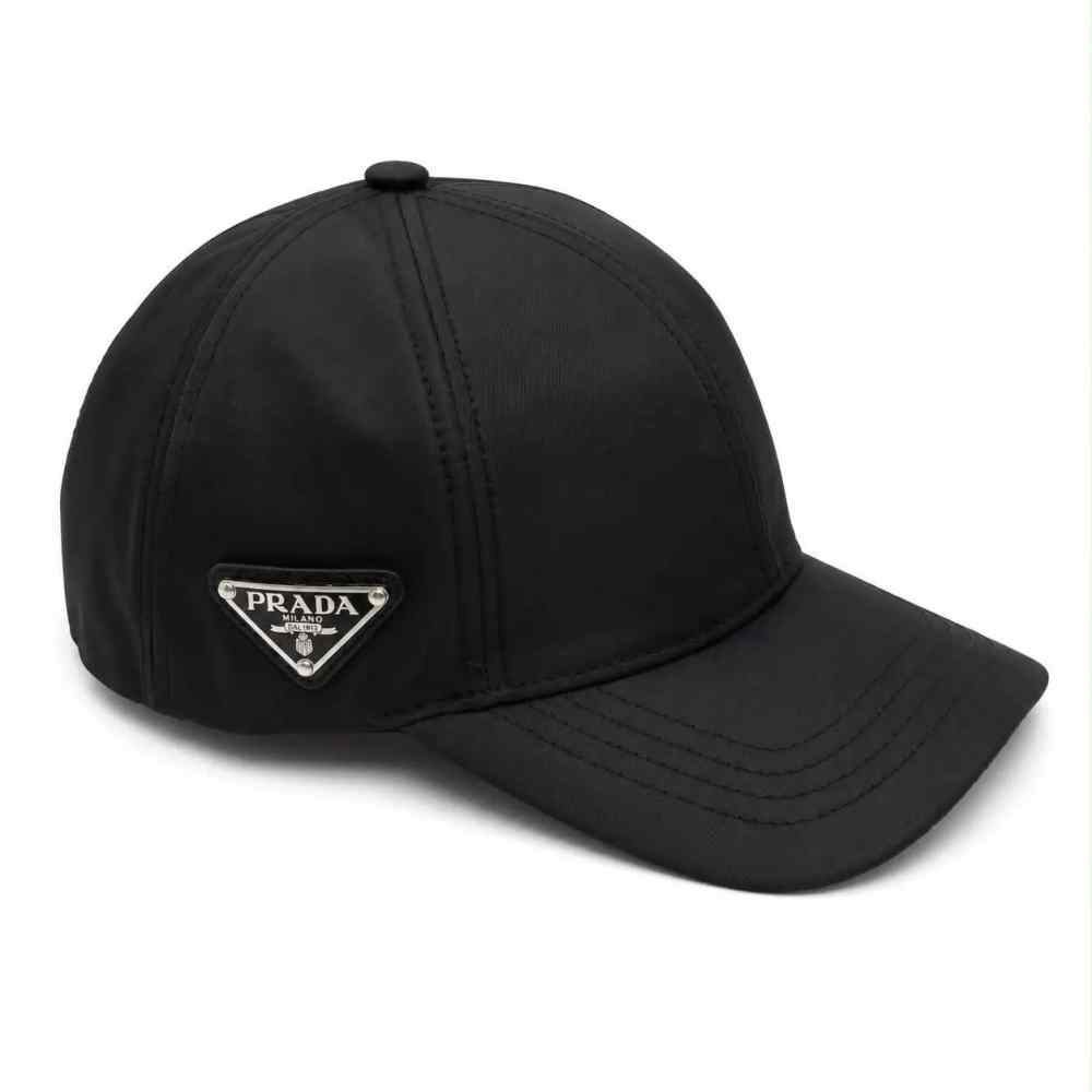 Prada Re-Nylon Triangle Logo Black Baseball Caps