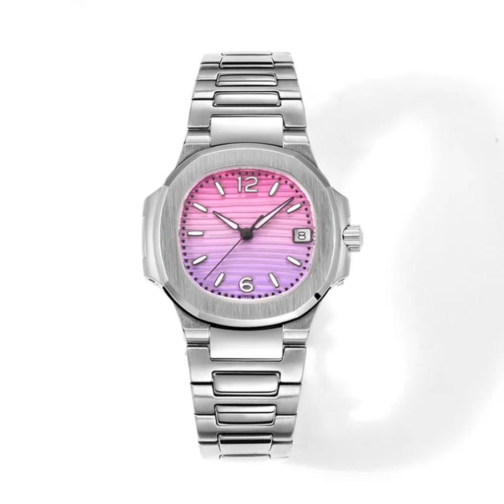 Patek Philippe Nautilus Poedagar 708 Silver Pink-Purple Ombre Ladies Watch