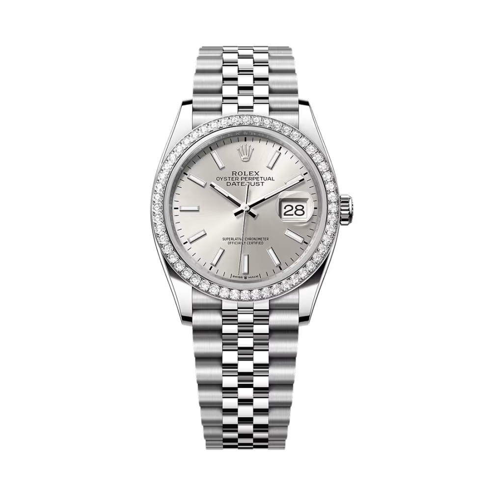 Rolex Datejust 36 Oyster, Oystersteel and White Gold Diamond Mens Watch 126284RBR