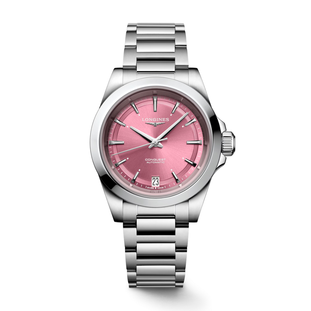 Longines Conquest 34mm Automatic Pink Dial Watch L3.430.4.99.6
