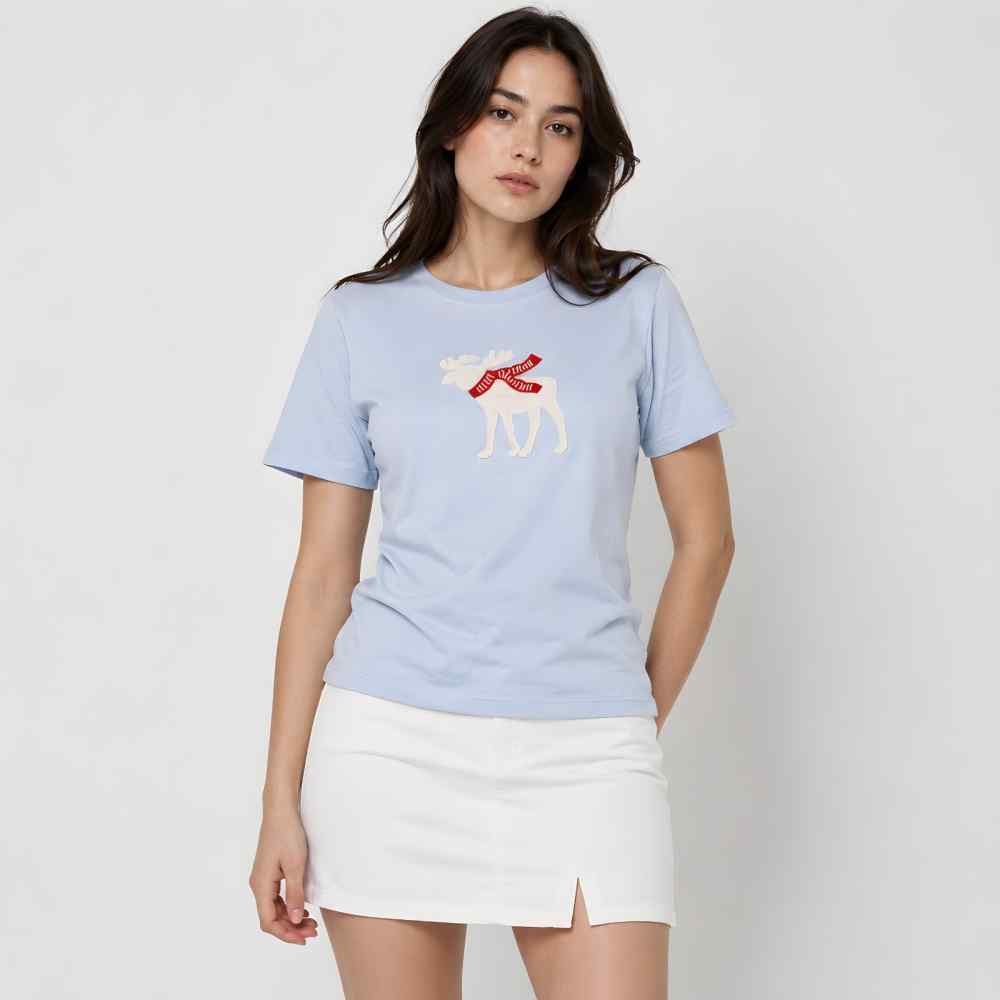 Abercrombie Sky Blue Premium Quality Women T-shirt