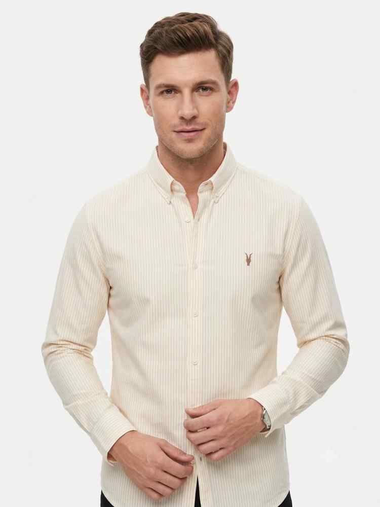 All Saint Embroidered Yellow Premium Cotton Shirt