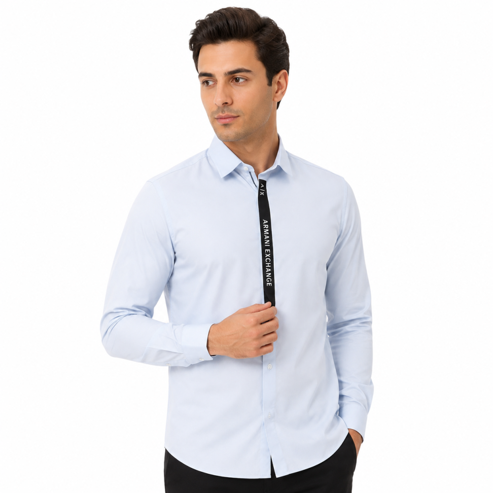 Armani Exchange Sky Blue Cotton Shirt