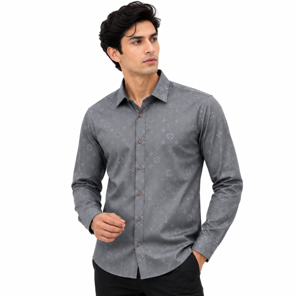 Louis Vuitton Monogram Grey Premium Cotton Shirt