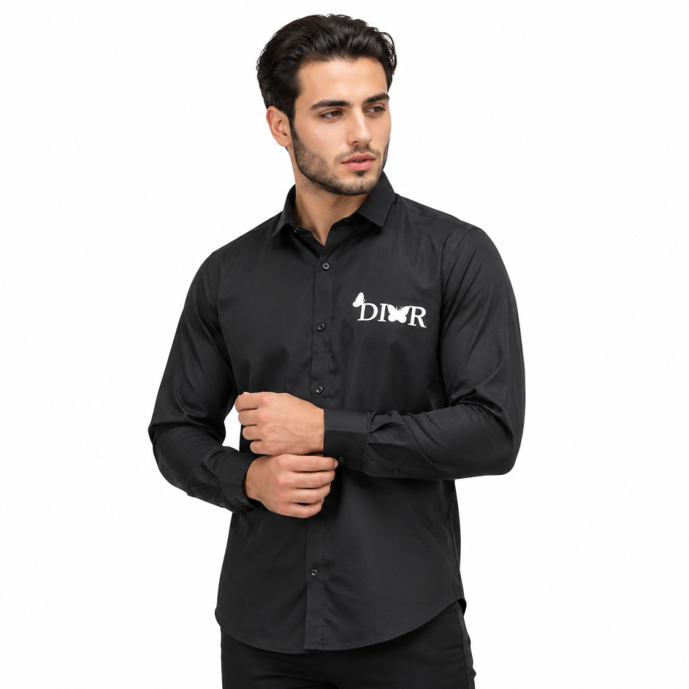Dior Black Premium Quality Long Sleeve Cotton Shirt