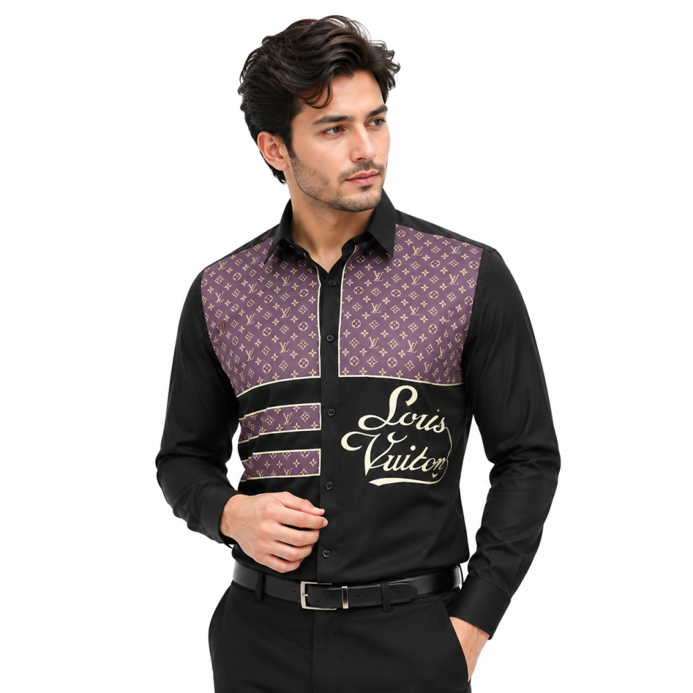 Louis Vuitton Black Premium Quality Men's Shirt