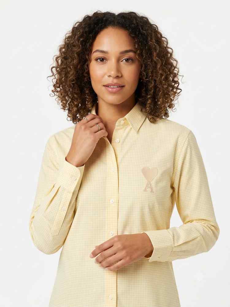 Ami Yellow Striped Women Shirt