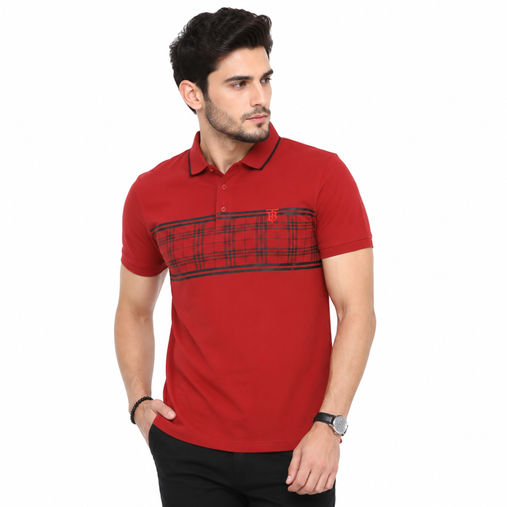 Burberry TB Embroidered Red Premium Polo T-shirt