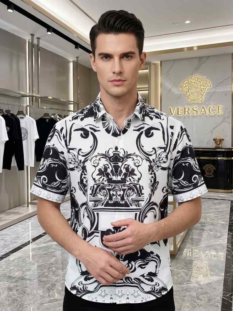 Versace Jeans Couture White Zebra-Print Short-Sleeve Shirt
