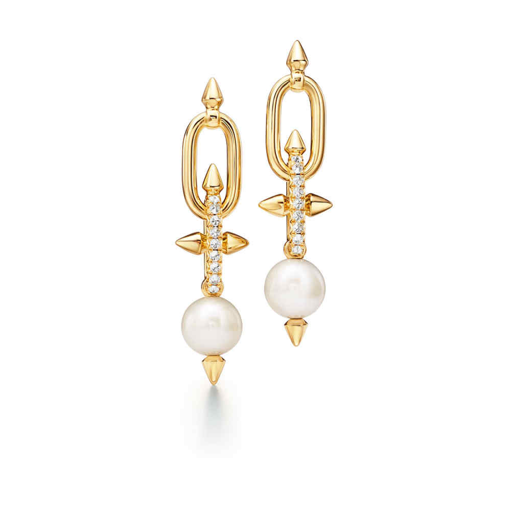 Tiffany Titan by Pharrell Williams Pearl 18k Rose Gold With Diamond Earrings